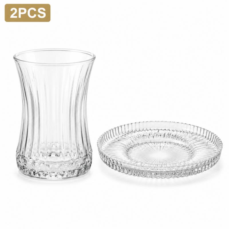 Espresso Shot Glass - 2-częściowy zestaw vintage'owych szklanych kubków i